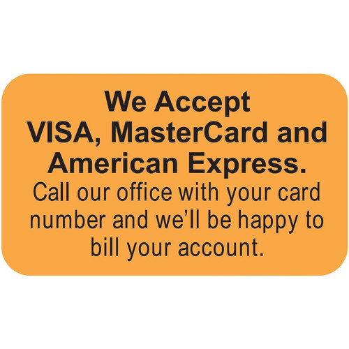 We Accept Visa, Mastercard and American Express Label