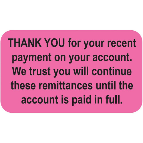 Thank You For Your Recent Payment Label