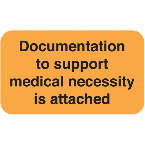 "Documentation To Support" Label 1 - Fl. Orange - 1 1/2" x 7/8" - Box of 250