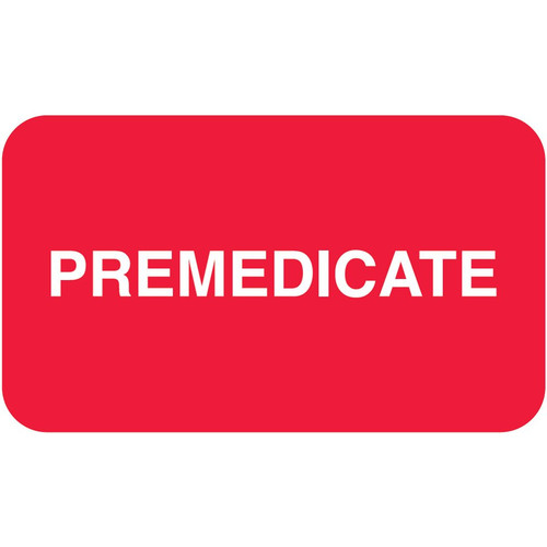 "Premedicate" Label - 1-1/2" x 7/8" - Red/White - 250/Box