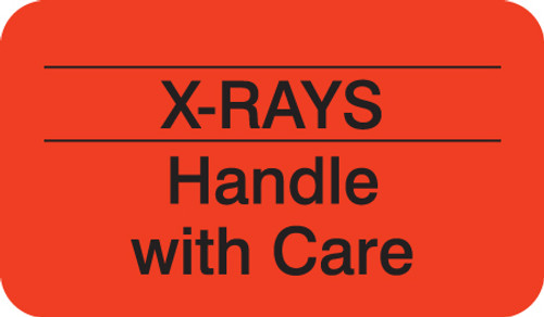 Label - "X-Rays Handle With Care" -  1-1/2" x 7/8" - Fluorescent Red - 250/Roll - MAP2410