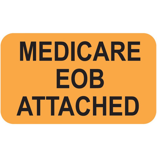 "Medical EOB Attached" - Fl. Orange - 1 1/2" x 7/8" - Box of 250