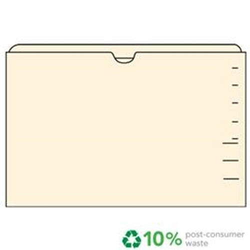 End Tab File Pocket, Manila, Flat-No Expansion, Letter Size, 14 pt, Double Ply Top Tab, 100/Box