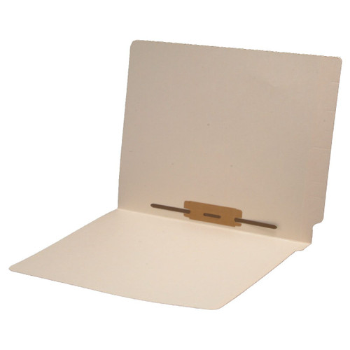 Ames Compatible End Tab Folders With Fastener in Position 5 - Letter Size - 11 Point Manila -  Reinforced Tab - 50/Box
