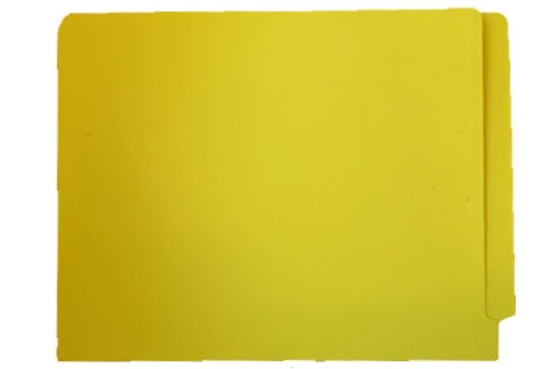 End Tab File Folder w/ Fasteners - Position 1 & 3 - Yellow - Legal - 11 pt - Reinforced Full End Tab - 100/Box