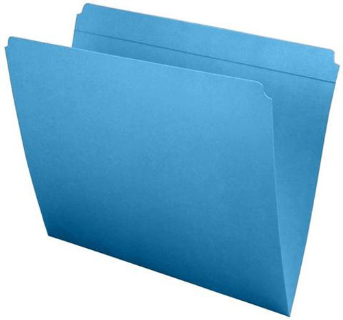 Top Tab File Folder With Fastener in Position 1 -  Blue - Letter Size - 11 pt. Stock -  Reinforced Straight Cut Top Tab  - 100/Box
