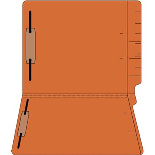 Top Tab File Folder w/ Fasteners in Positions 1 & 3 - Orange - Letter Size - 100/Box