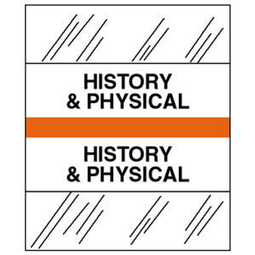 Tabbies 54528 - Patient Chart Index Tabs/Labels - "History & Physical" - Orange - 1/2" H x 1-1/4" W- 100/Pack Tabbies 54528 - Patient Chart Index Tabs/Labels - "History & Physical" - Orange - 1/2" H x 1-1/4" W- 100/Pack