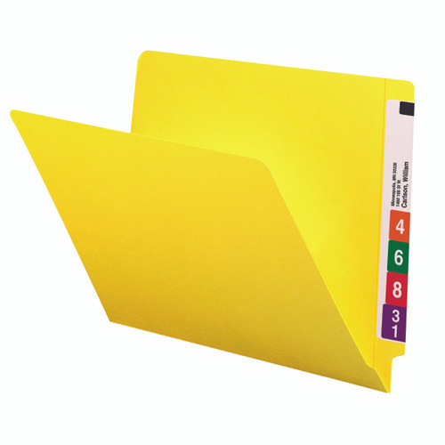 Smead 25910  Colored End Tab File Folder, Shelf-Master Reinforced Straight-Cut Tab, Letter Size, Yellow, 100 per Box (25910)