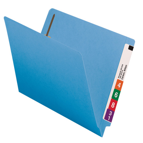 Smead End Tab Fastener File Folder, Shelf-Master Reinforced Straight-Cut Tab, 2 Fasteners, Letter Size, Blue, 50 per Box (25040) - 5 Boxes