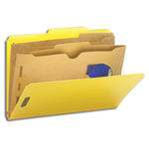 Smead Pressboard Classification File Folder with Wallet Divider and SafeSHIELD Fasteners, 2 Dividers, Legal Size, Yellow (19084)