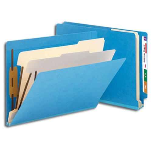 Smead End Tab Classification File Folder, 2 Divider, 2" Expansion, Letter Size, Blue, 10 per Box (26836) - 5 Boxes