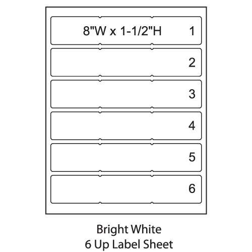 Smead ColorBar 8" Bright White Laser Printer Labels - 6 Up Sheet - Pack of 1008 Smead ColorBar 8" Bright White Laser Printer Labels - 6 Up Sheet - Pack of 1008
