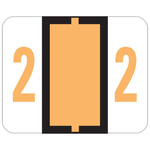 Smead BCCRN Bar-Style Color-Coded Numeric Label, 2, Label Roll, Light Orange, 500 labels per Roll (67372)