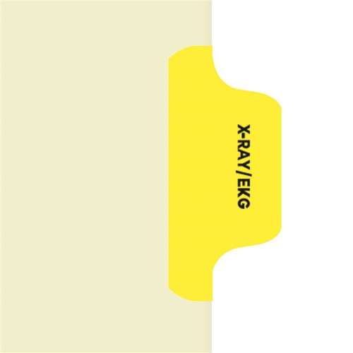 "X-Ray/EKG" Side Tab 110 lb Manila Index Chart Divider-X-Ray/Ekg - Yellow Tab Postion 4 - 100/pk