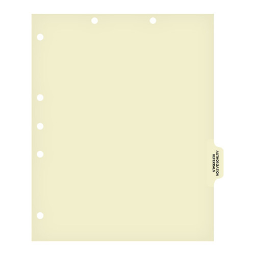 "Authorization/Referrals" Side Tab Index Divider - 125# Manila - Clear Tab Position 5 - 100/pk