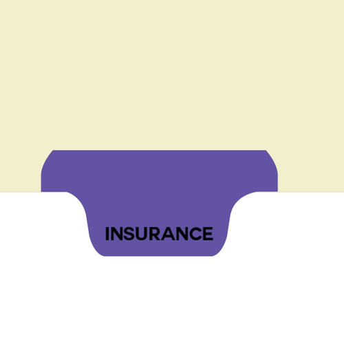 "Insurance" Bottom Tab Chart Dividers - Purple Tab in Position #6 - 50/Box