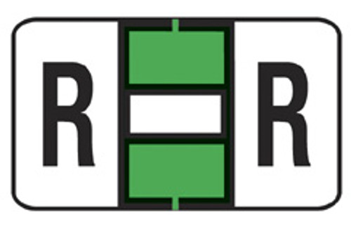 JETER Alphabetic Labels Letter "R" - 7200 Series - Lt. Green - 500/Roll JETER Alphabetic Labels Letter "R" - 7200 Series - Lt. Green - 500/Roll