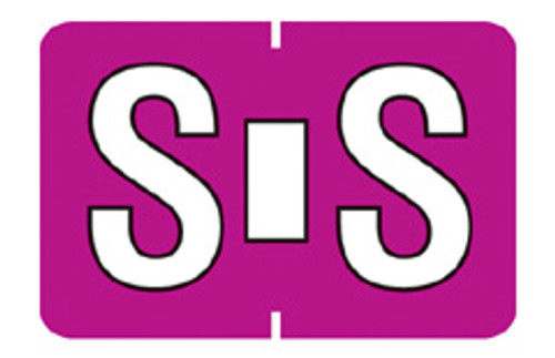 FB-FUSCHIA Alphabetic Label "S" - (Sheets) - 225 Labels per pack - 1" x 1-1/2"