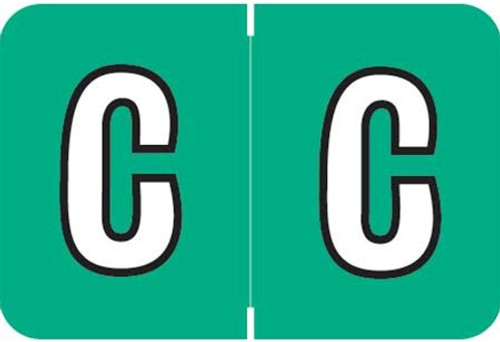 Patterson Colwell Jewel Alphabetic Labels - COAM Series - "C" -  Color Jade - 1" H x 1 1/2" W - 500/Roll