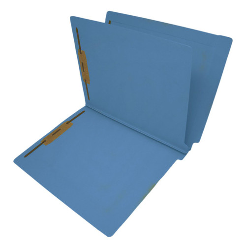 Blue Colored Classification Folder,  Full Cut End Tab, Letter Size with 1 Divider  and 4 fasteners - 25/Box