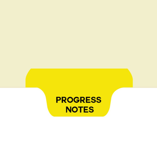 "Progress Notes" Amerifile Bottom Tab Individual Chart Dividers - Yellow Tab Position 2 - Box of 50 - I722