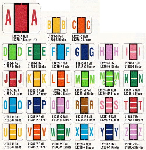 AmeriFile TAB Compatible Alpha Labels - Letter I - Pink - 1 1/4 W x 1 H - Sheet of 50