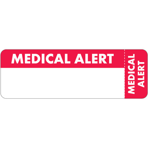 AmeriFile Eye-Catching, Wrap-Around Labels - Medical Alert - Red - 3 " x 1 " - Roll of 500