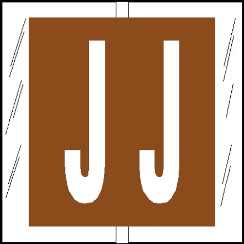 Tabbies Alphabetic Labels - 12100 Series (Rolls) "J"- Brown- 1-1/2"H x 1-1/2"W - 500/Roll