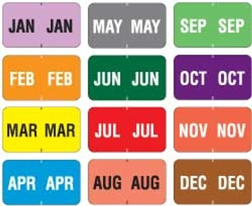 Jeter Month Label Set Convenience Pack - Jan-Dec - 1-5/8" W x 15/16" H - 18 Labels for Each Month