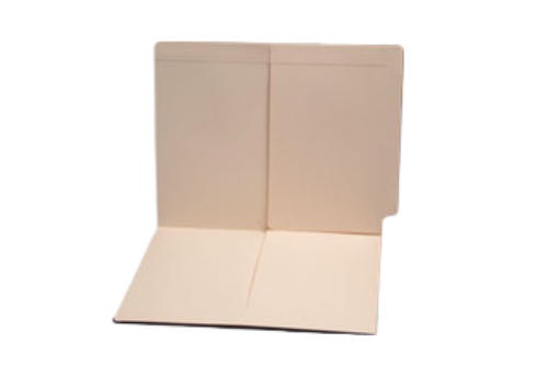 End Tab Pocket Folder - Two 1/2 Pockets Inside Front and Back -  Fasteners in Positions 1 & 3 - 11 Pt. Manila - Letter Size - 50/Box