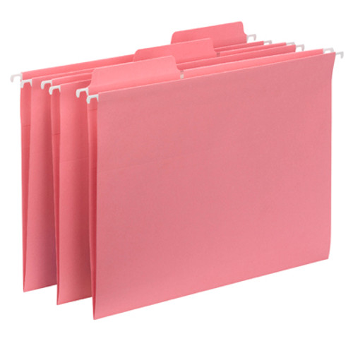 Smead FasTab Hanging Folder 64014, 1/3-Cut Built-In Tab, Letter, Dark Pink - 10 Packs