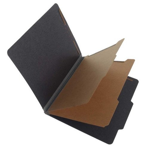 Black Classification Folder with 2 Kraft Dividers, Letter Size, 2" Grey Tyvek Expansion - 15/Box