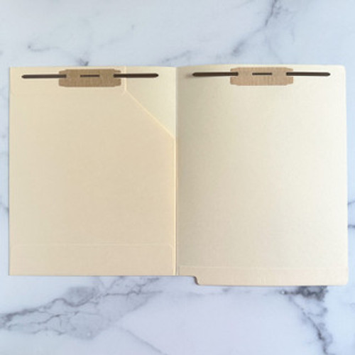 Full Size Diagonal Pocket Inside Front with Fasteners in Positions 1 & 3 - 11 pt Manila - Letter Size - Full Cut End Tab Full Size Diagonal Pocket Inside Front with Fasteners in Positions 1 & 3 - 11 pt Manila - Letter Size - Full Cut End Tab