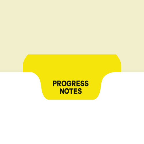 "PROGRESS NOTES" Bottom Tab Chart Divider - Dark Yellow Mylar Tab in Position 2 