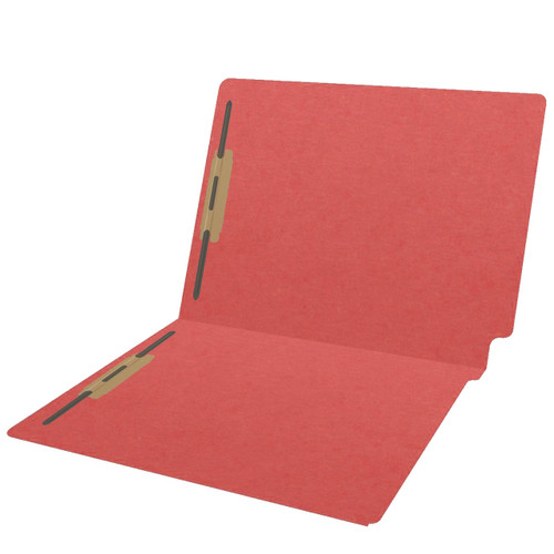 End Tab File Folder With Fasteners - Position 1 and 3 - Red - Letter Size - 14 pt - Reinforced Tab - Full End Tab