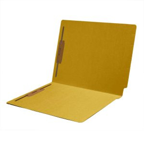 Yellow Legal Size Reinforced End Tab Folder with 2 Bonded Fastener on Inside Front and Back, 14 pt Yellow Stock, Box of 50
