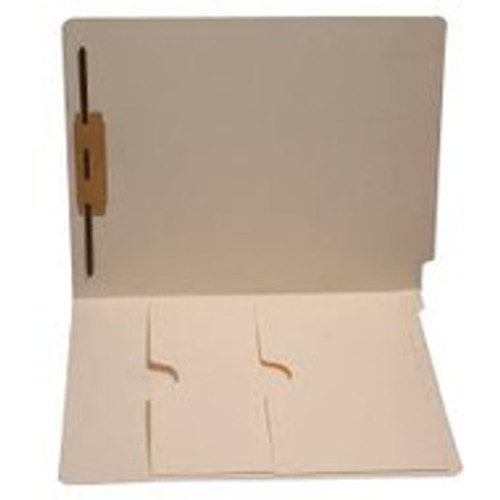 End Tab File Folder with Double Pockets inside front and Fastener in Position 1 -  14 Pt. Manila -  Letter Size -  Reinforced end tab - 50/Box