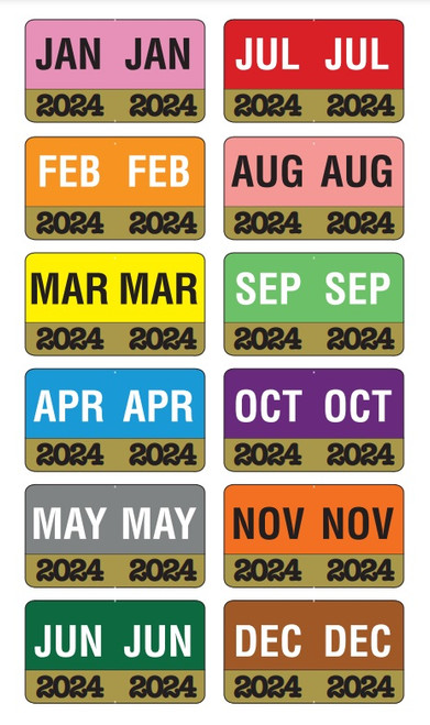 Month/Year Labels 2026 - Complete Set Jan-Dec - 2,700 Labels
