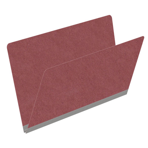 Dark red legal size end tab classification folder with 2" russet brown tyvek expansion. 25 pt type 3 pressboard stock, 25/Box