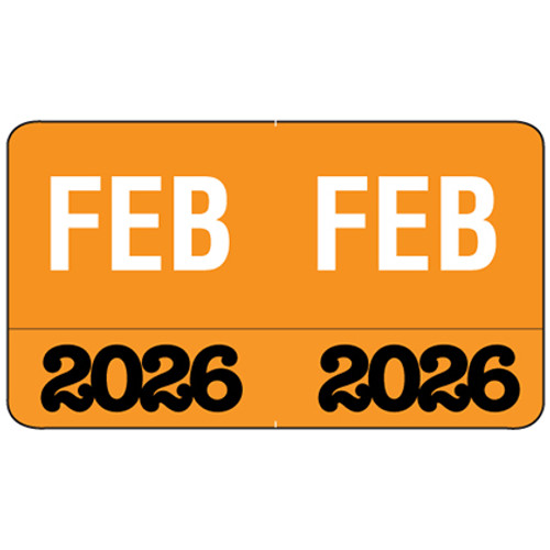 Month/Year Labels 2026 - February - 225 Labels Per Pack
