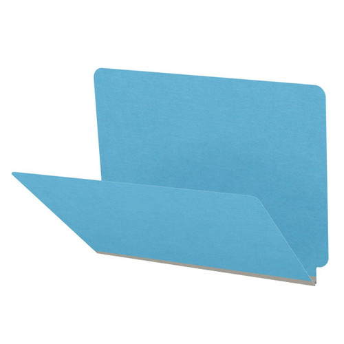 Blue letter size end tab classification folder with 2" gray tyvek expansion. 18 pt. paper stock. Packaged 25/125.