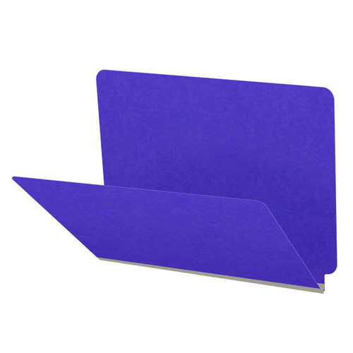 Purple letter size end tab classification folder with 2" gray tyvek expansion. 18 pt. paper stock. Packaged 25/125.
