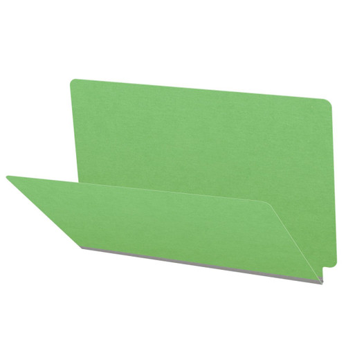 Green legal size end tab classification folder with 2" gray tyvek expansion. 18 pt. paper stock. Packaged 25/125.