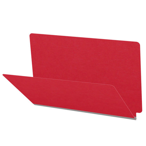 Red legal size end tab classification folder with 2" gray tyvek expansion. 18 pt. paper stock. Packaged 25/125.
