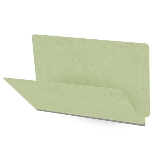 Peridot green legal size end tab classification folder with 2" dark green tyvek expansion. 25 pt type 3 pressboard stock. Packaged 25/125.