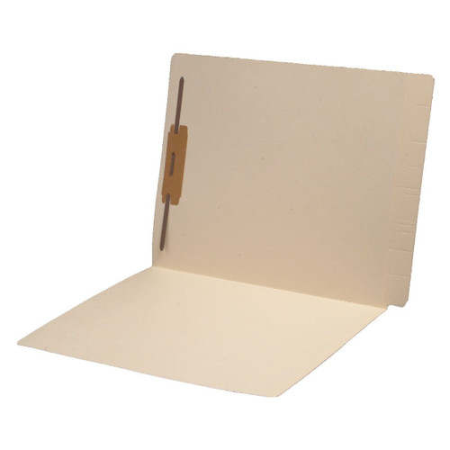 Manila letter size reinforced super end tab folder with 2" bonded fastener on inside back. 11 pt manila stock. Packaged 50/250.