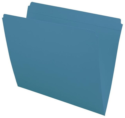 Blue letter size reinforced top tab folder with full cut top tab. 11 pt blue stock. Packaged 100/500