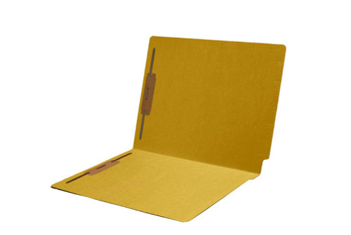 Yellow letter size end tab folder with 2" bonded fastener on inside front and back. 11 pt yellow stock. Packaged 50/250