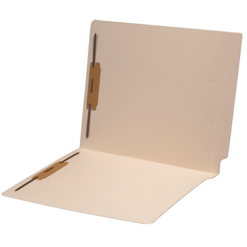 Manila letter size reinforced end tab folder with 2" bonded fastener on inside front and inside back. 11 pt cutless/watershed manila stock. Packaged 50/250 - S-09235 (S-09235)